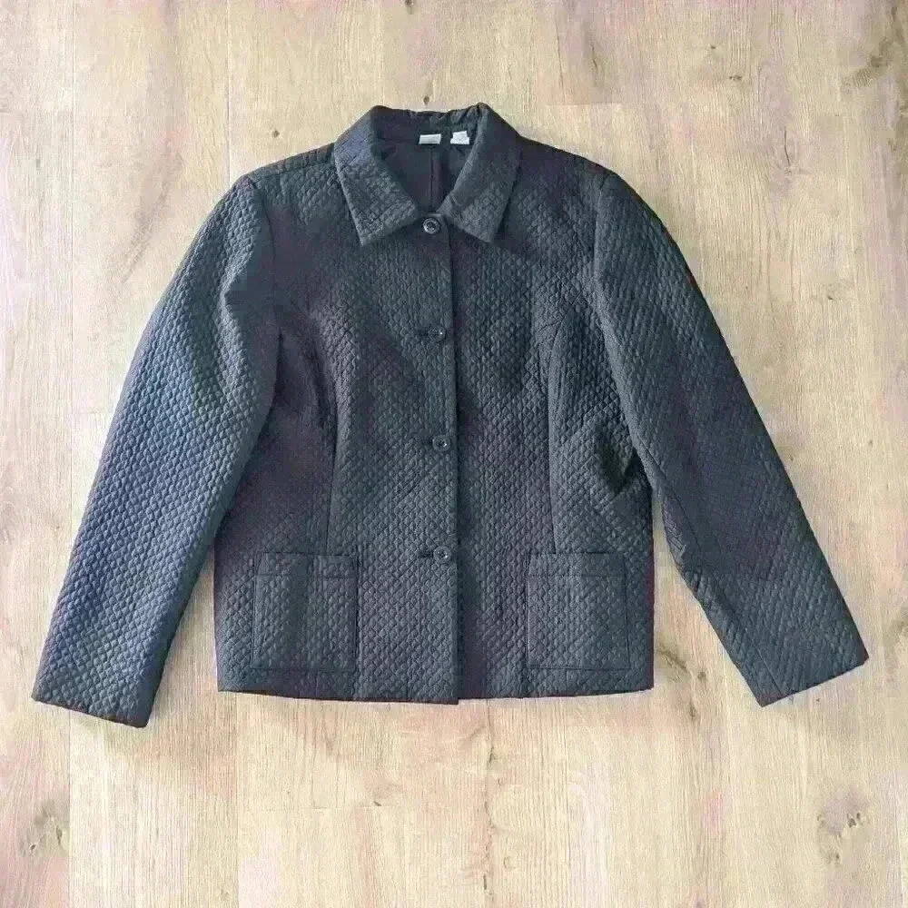 Real Clothes by Saks Fifth Avenue Quilted Black Jacket Size 16
